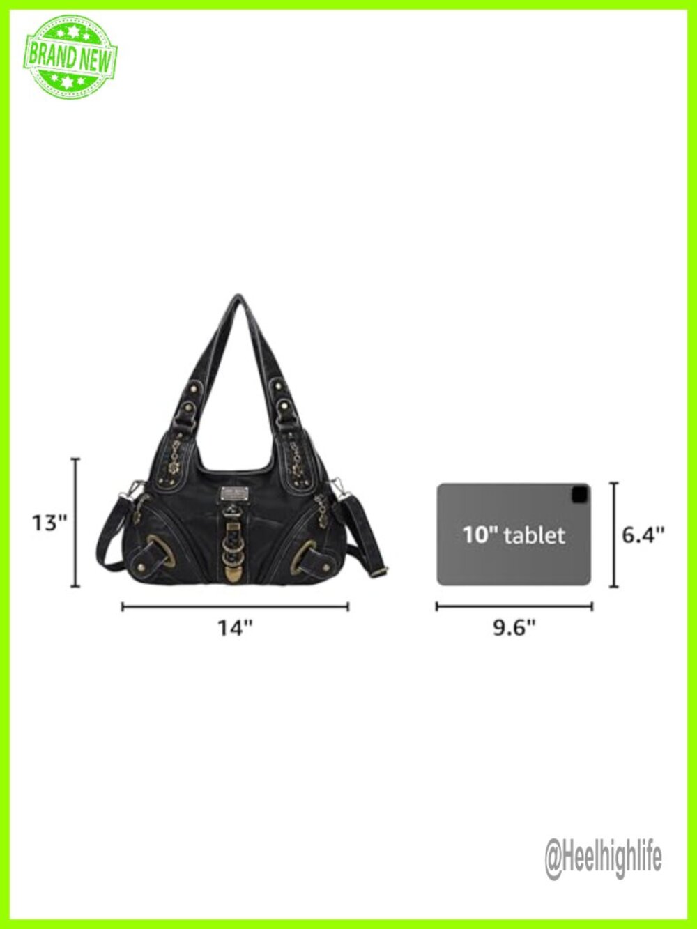 Washed PU Leather Hobo Satchel Handbag Convertible Snap Hook Strap Large Daily - Picture 2 of 6